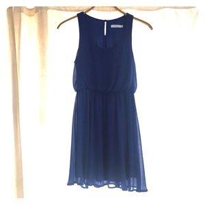 Blue cinched at waist tank top dress